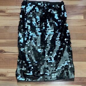 Scoop NYC Forest Green Sequin Holiday Pencil Skirt, Medium